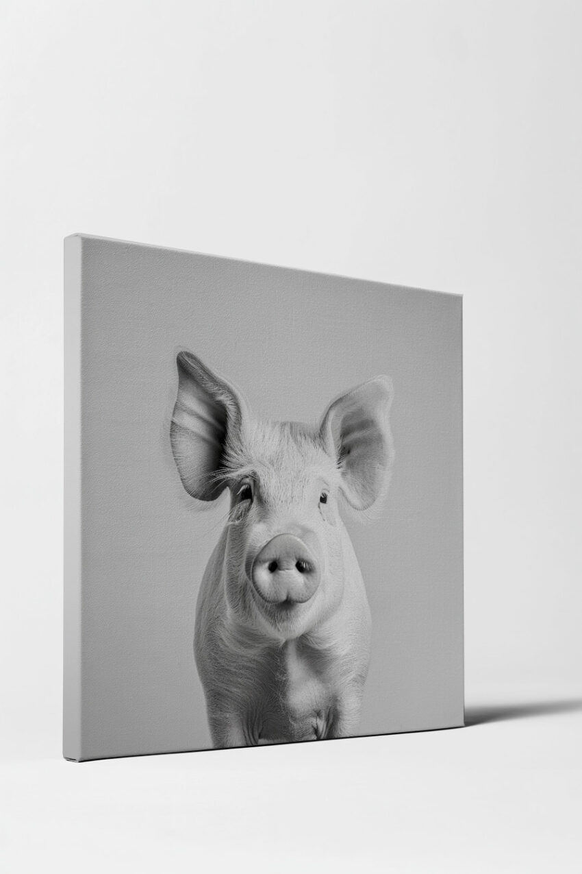 Fotografie Poster Schwein Frontal monochrom klar