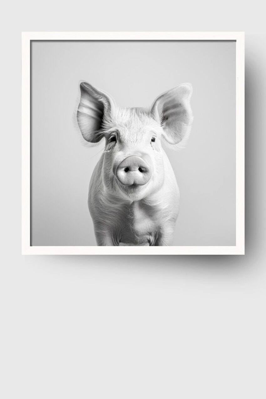 Fotografie Poster Schwein Frontal monochrom klar