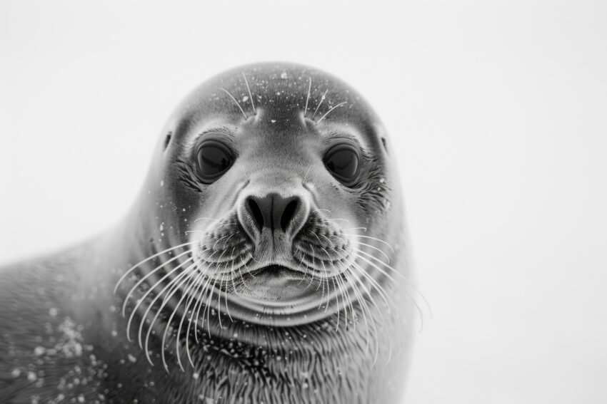 Fotografie Poster Robbe schwarz-weiß Nahaufnahme Detail