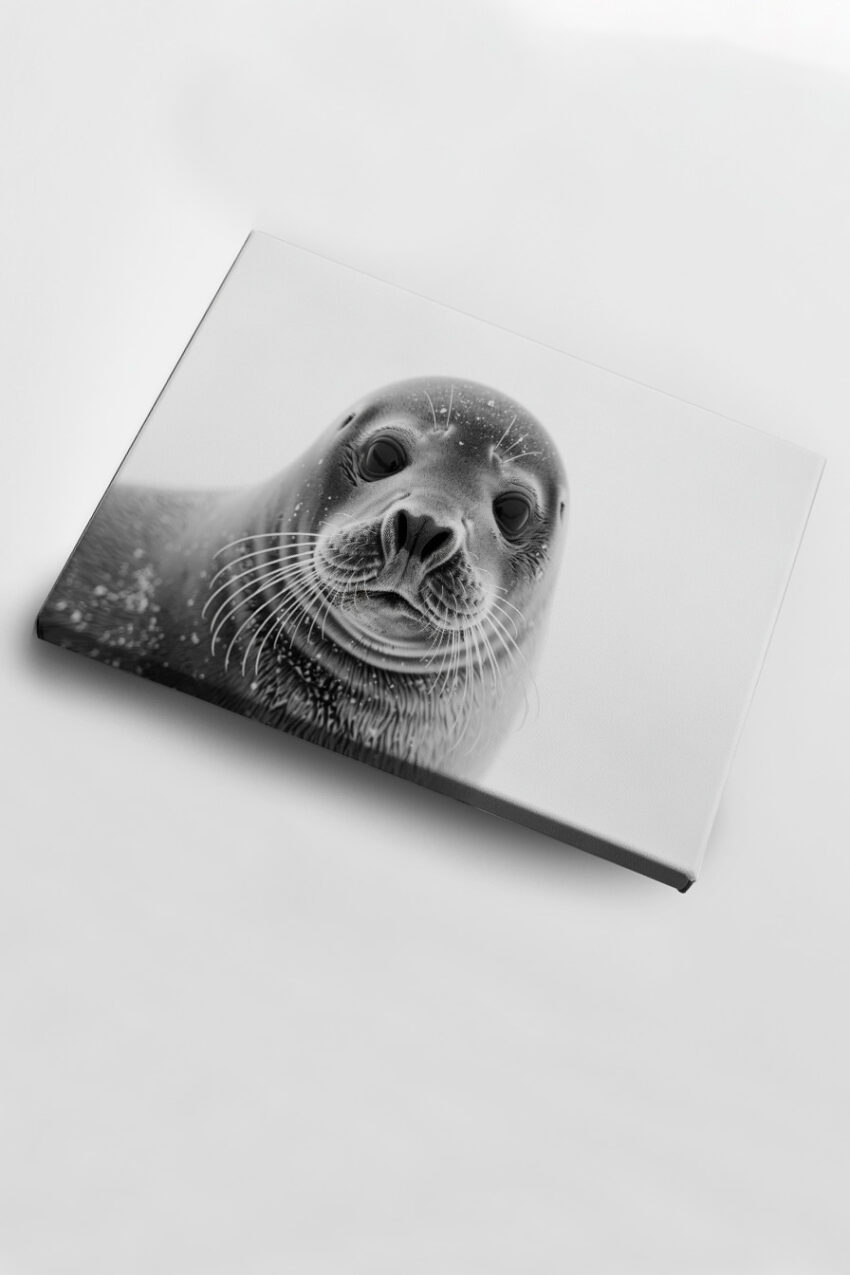 Fotografie Poster Robbe schwarz-weiß Nahaufnahme Detail