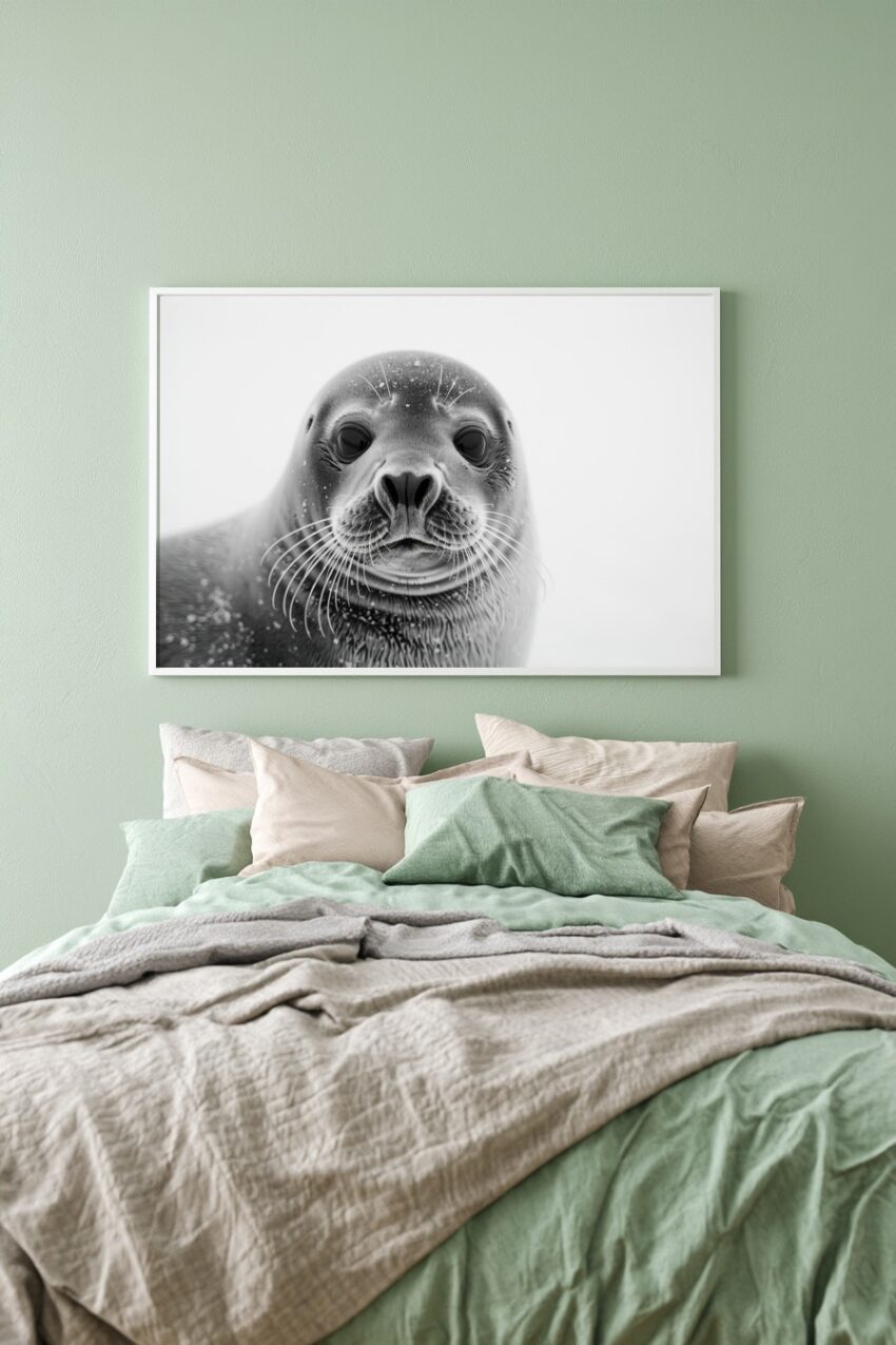 Fotografie Poster Robbe schwarz-weiß Nahaufnahme Detail