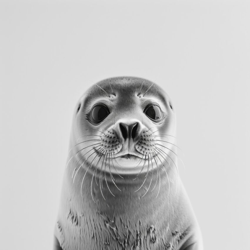 Fotografie Poster Seehund schwarz-weiß Nahaufnahme