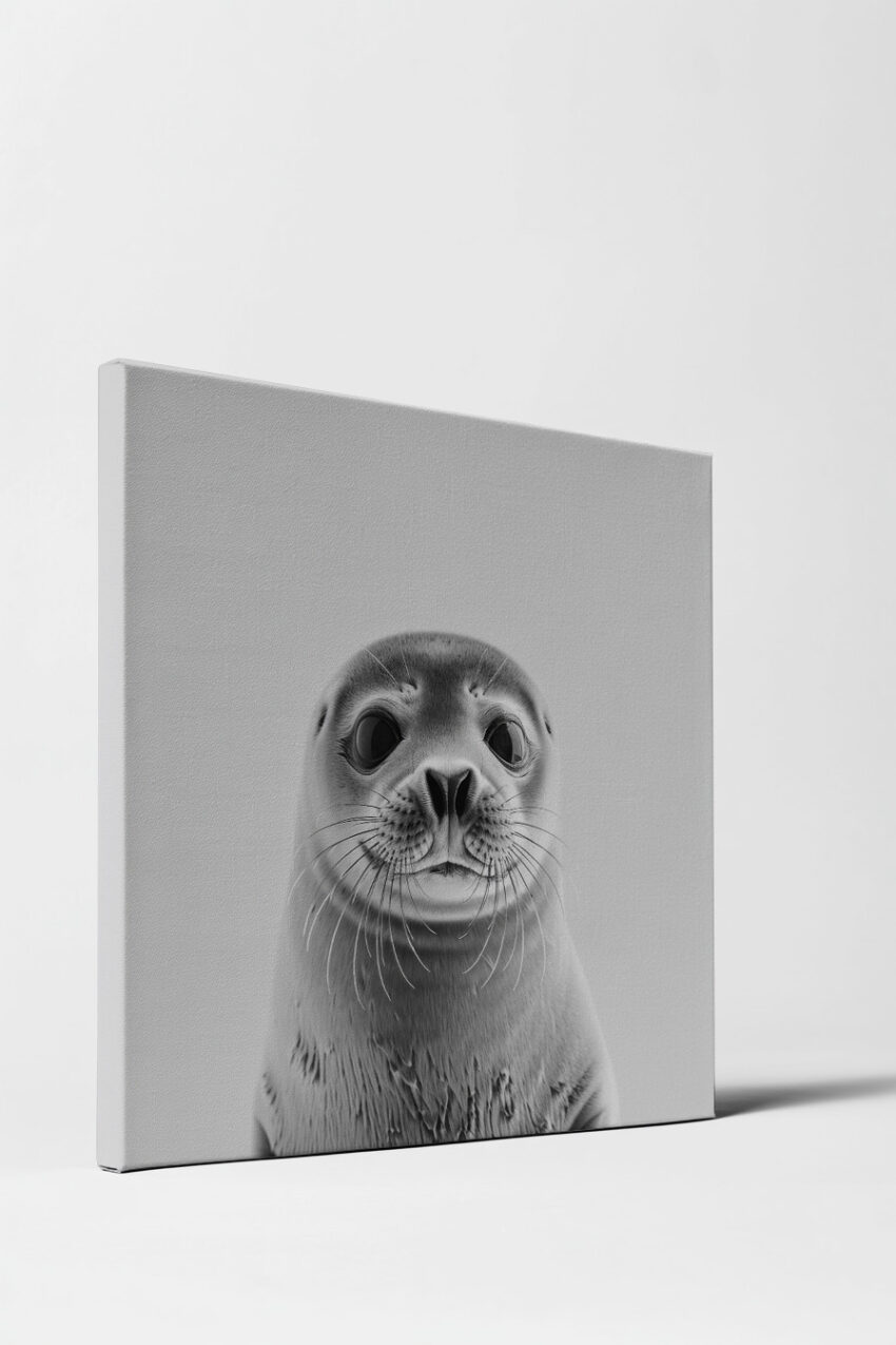 Fotografie Poster Seehund schwarz-weiß Nahaufnahme