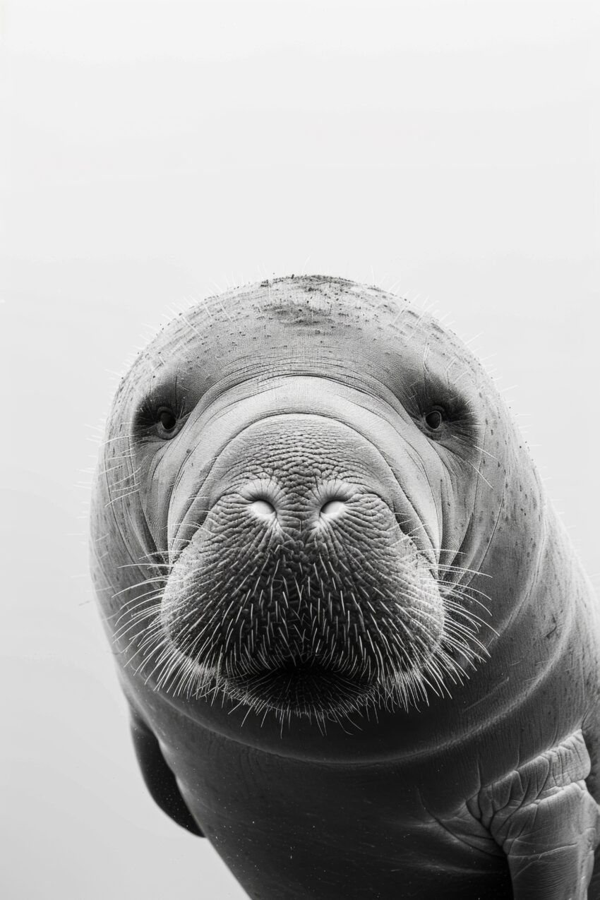 Fotografie Poster Seekuh Schnauze Nah schwarz-weiß