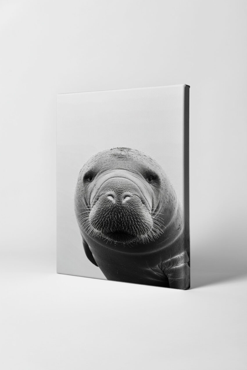 Fotografie Poster Seekuh Schnauze Nah schwarz-weiß