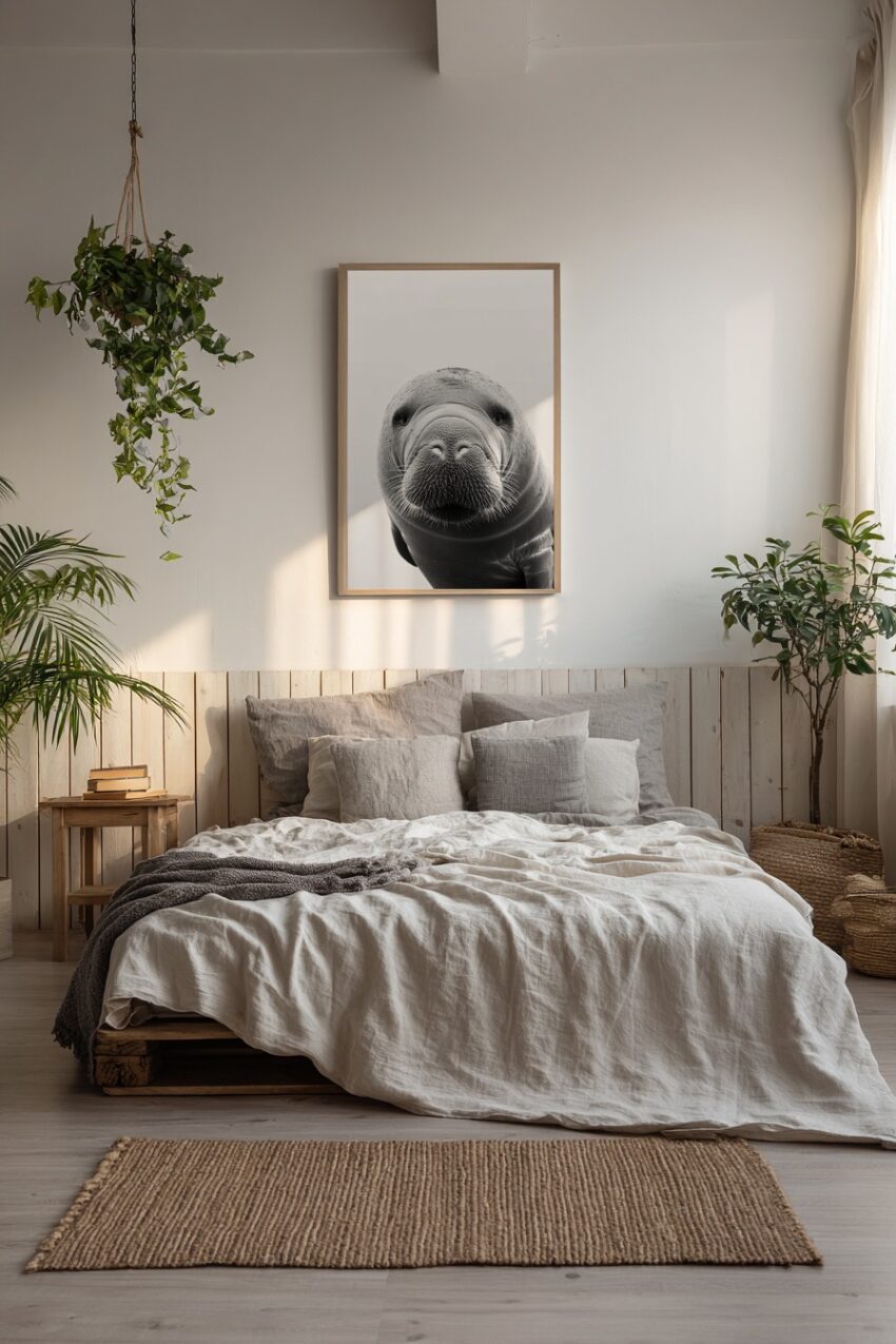 Fotografie Poster Seekuh Schnauze Nah schwarz-weiß