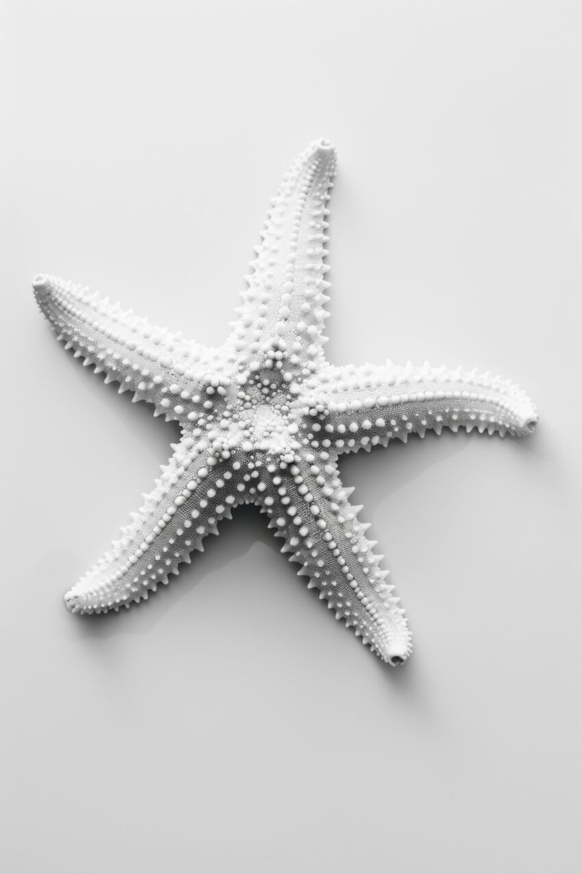 Fotografie Poster Seestern Struktur Detail weiß