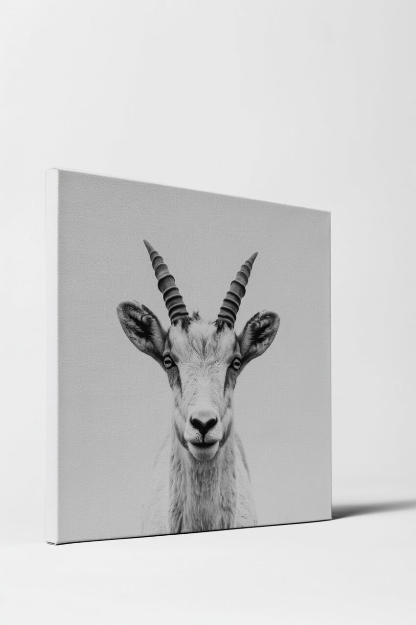 Fotografie Poster Ziege frontal schwarzweiß klar