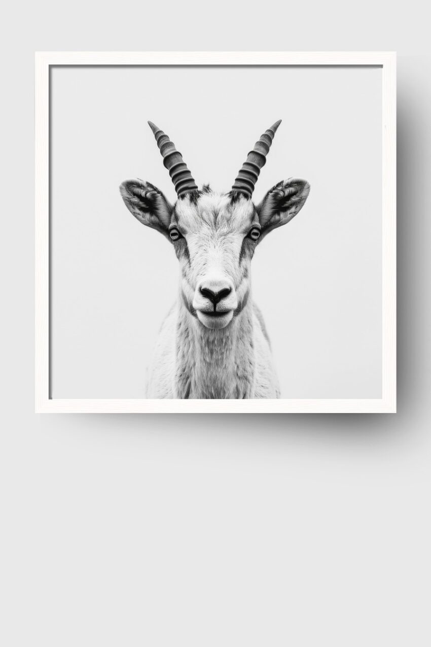Fotografie Poster Ziege frontal schwarzweiß klar