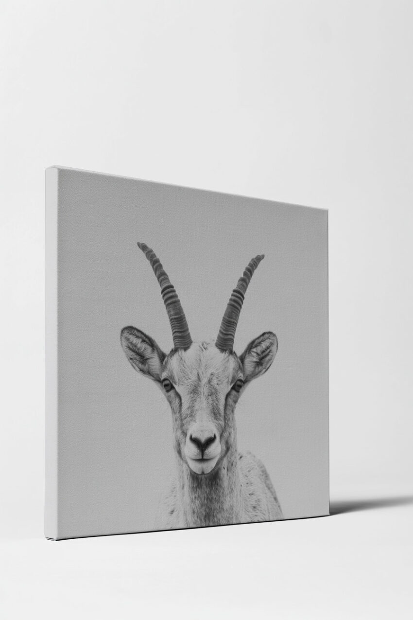 Fotografie Poster Steinbock Hörner schwarz-weiß minimalistisch