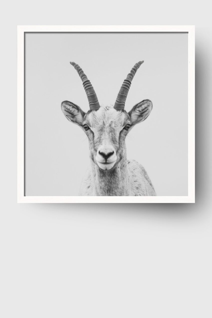 Fotografie Poster Steinbock Hörner schwarz-weiß minimalistisch
