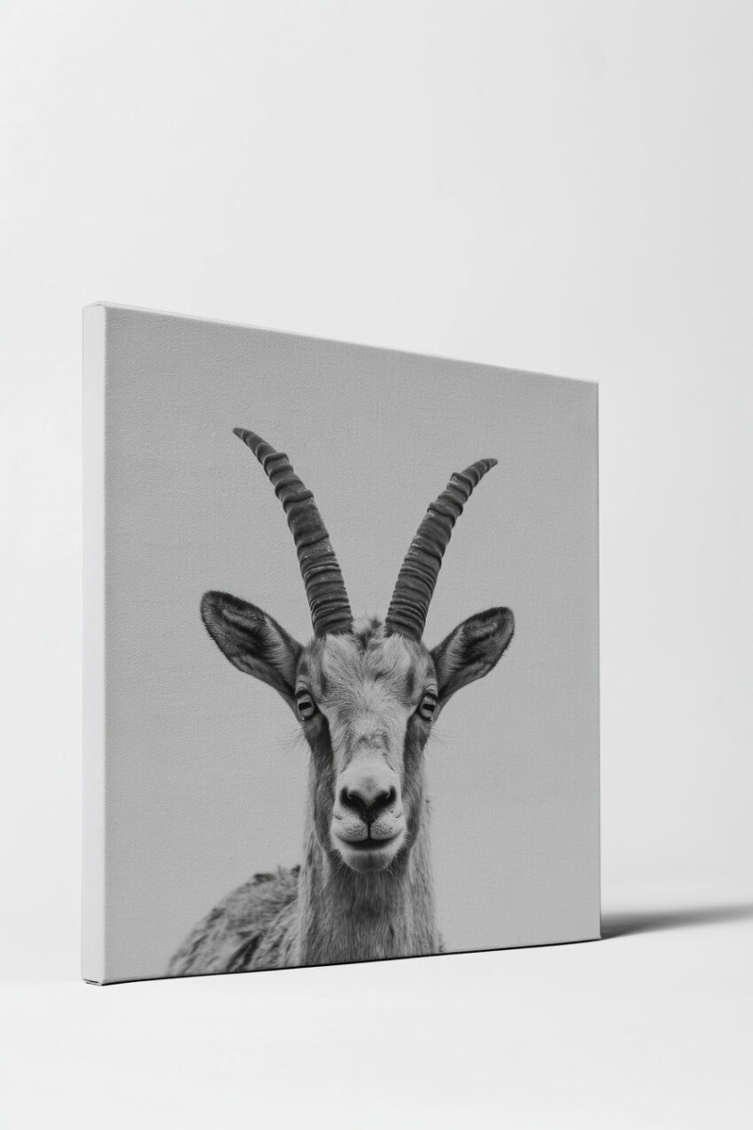 Fotografie Poster Steinbock Porträt Schwarz-Weiß