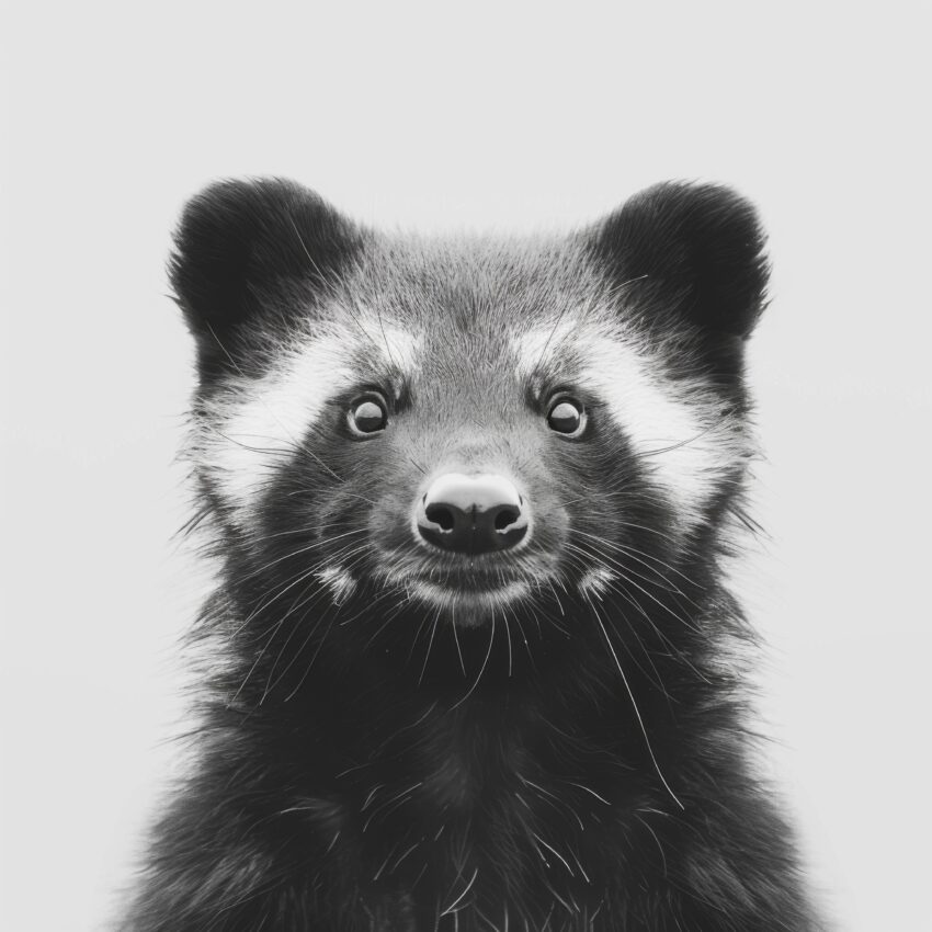 Fotografie Poster Marderhund Porträt schwarz-weiß