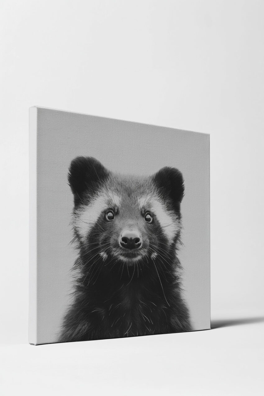 Fotografie Poster Marderhund Porträt schwarz-weiß