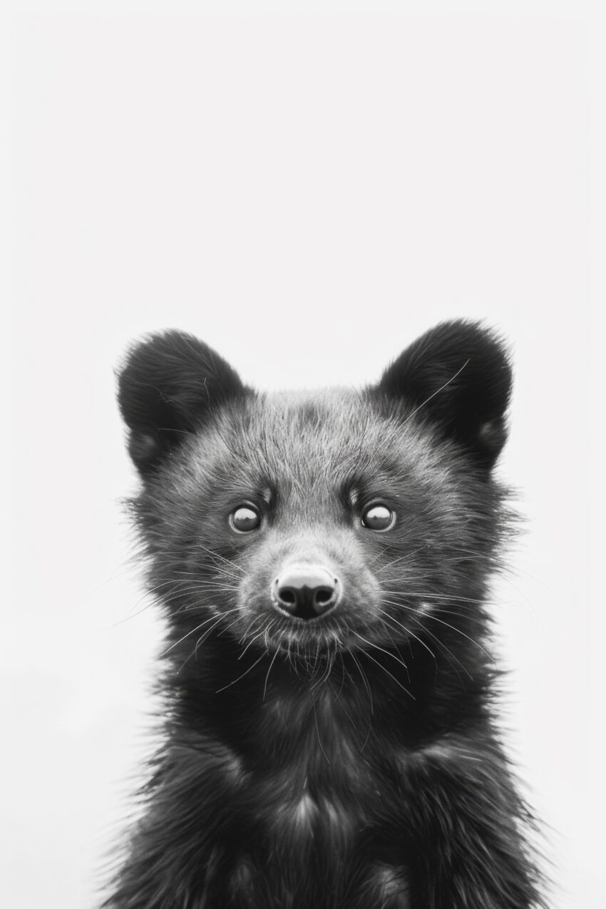 Fotografie Poster Marderhund Porträt schwarz-weiß nah