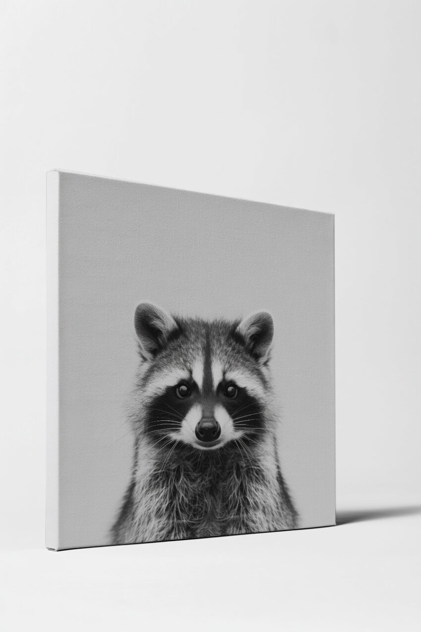 Fotografie Poster Waschbär Gesicht schwarz-weiß