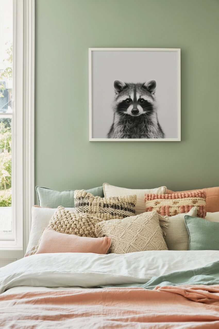 Fotografie Poster Waschbär Gesicht schwarz-weiß