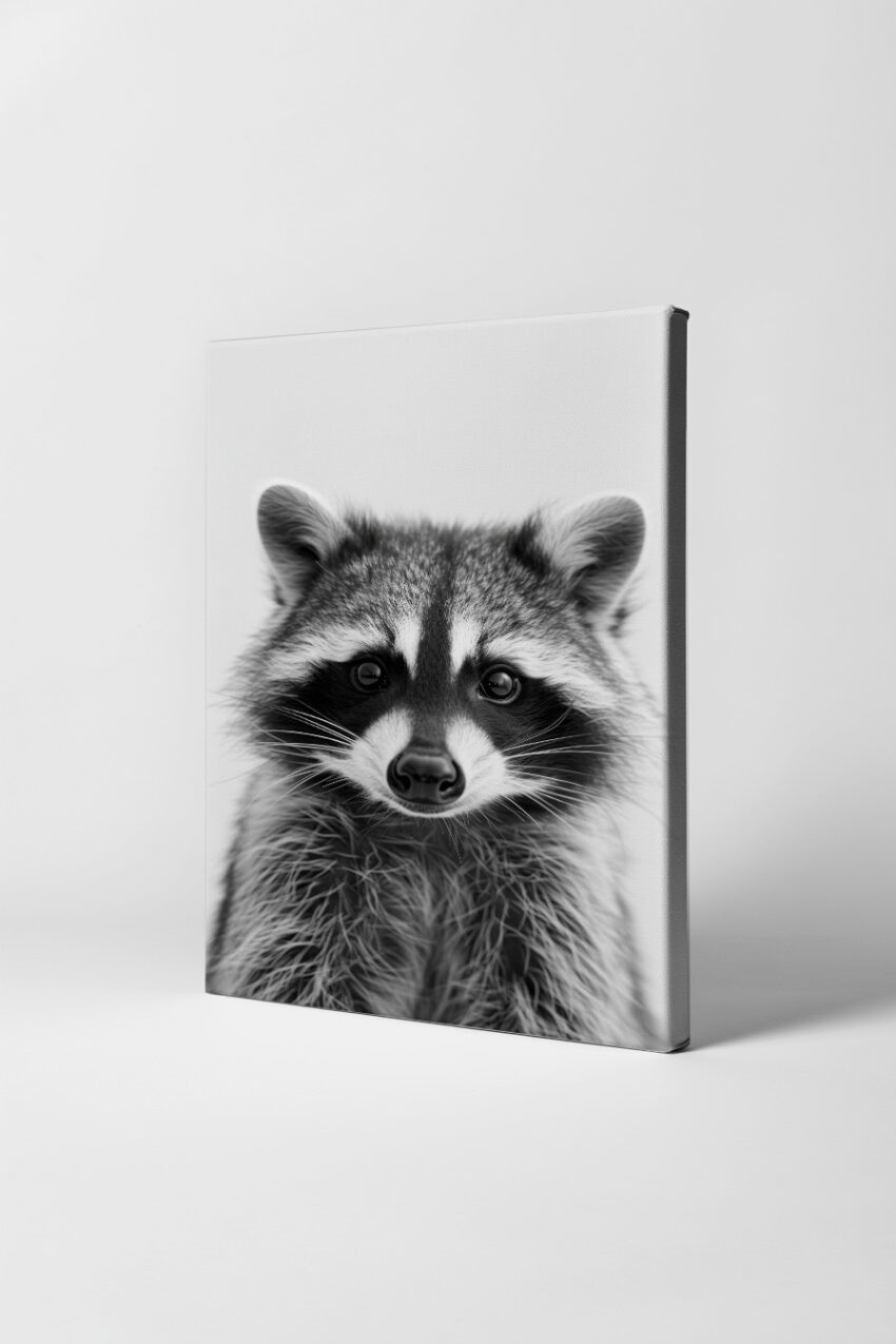 Fotografie Poster Waschbär Nahaufnahme schwarz-weiß