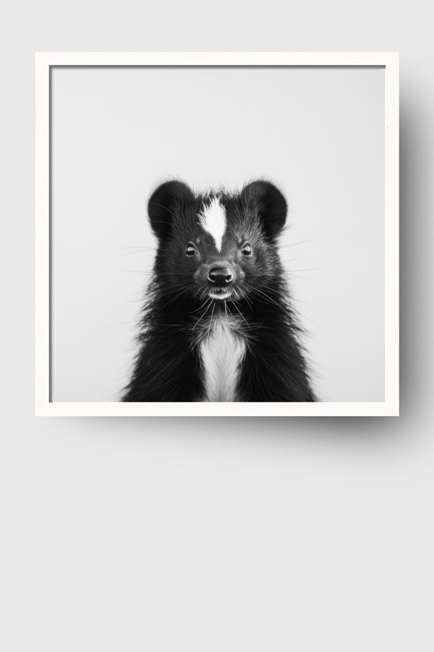Fotografie Poster Stinktier Frontal schwarz-weiß