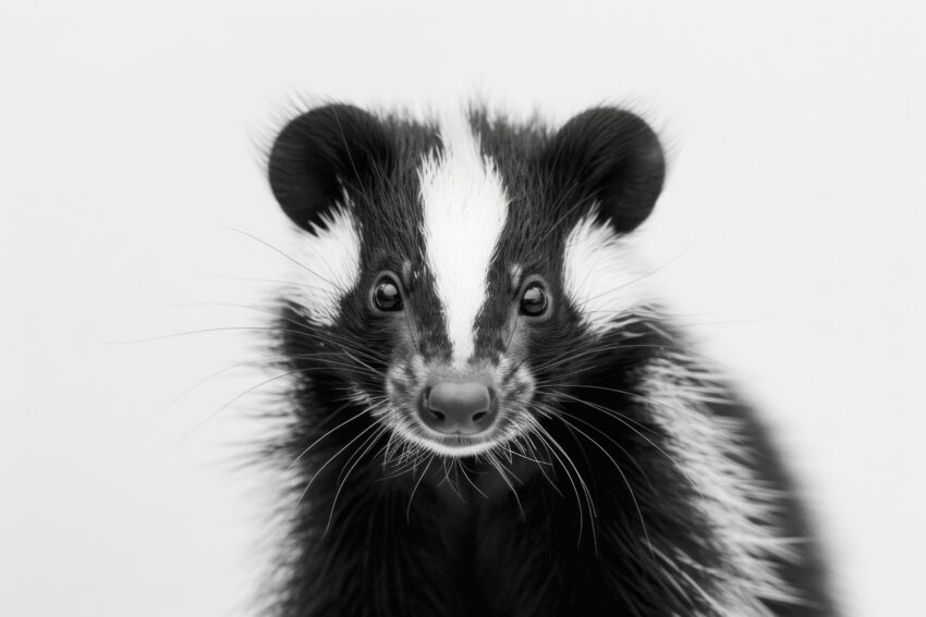 Fotografie Poster Dachs Kopf frontal schwarz-weiß