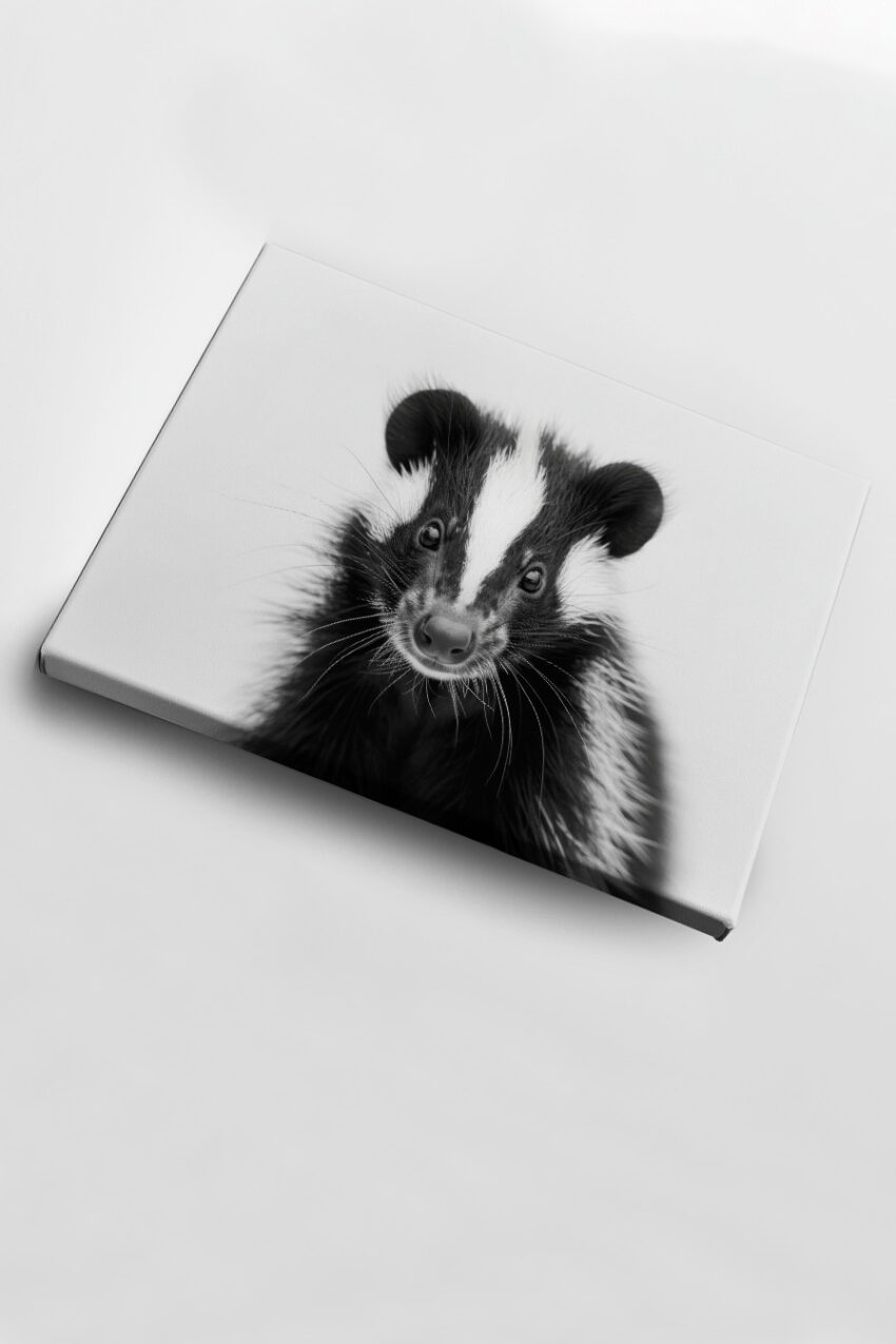 Fotografie Poster Dachs Kopf frontal schwarz-weiß