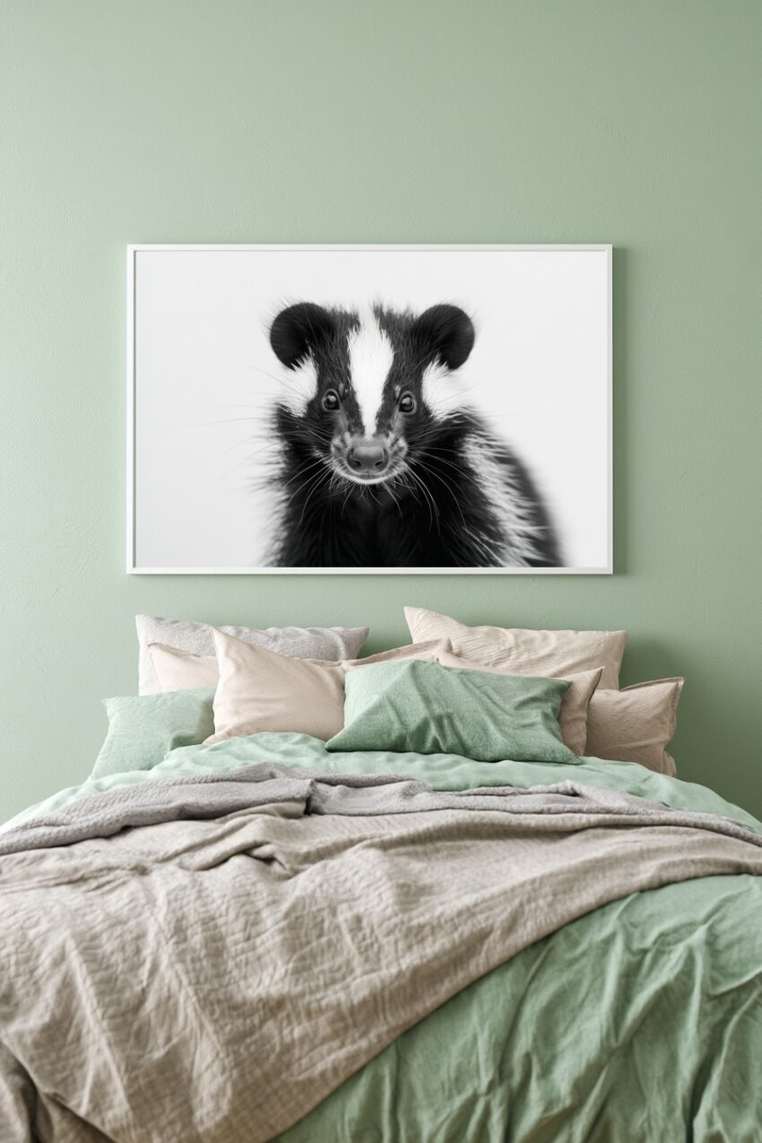 Fotografie Poster Dachs Kopf frontal schwarz-weiß