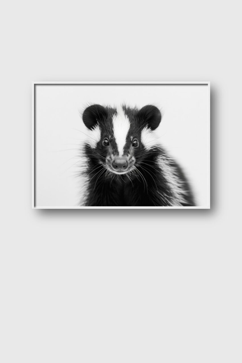 Fotografie Poster Dachs Kopf frontal schwarz-weiß
