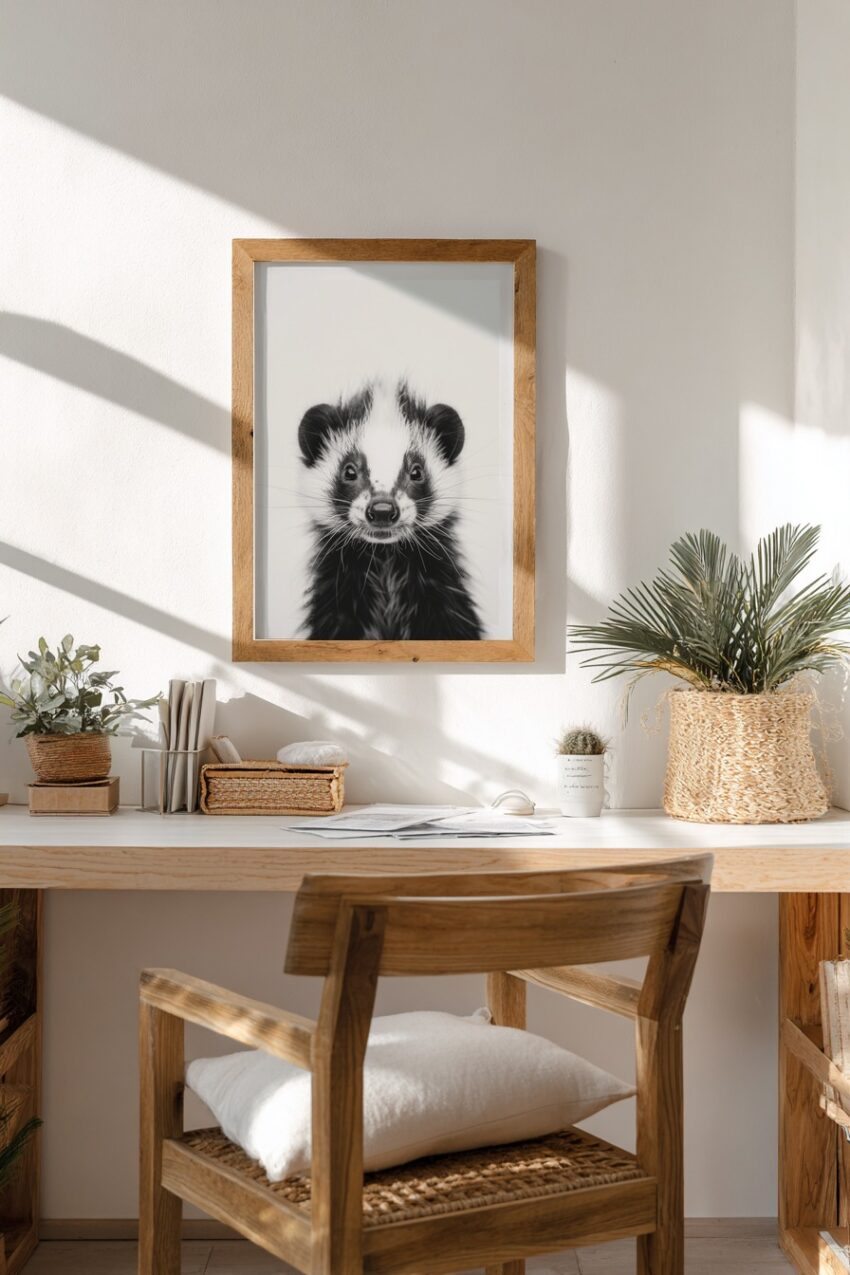 Fotografie Poster Dachs schwarz-weiß klar frontal