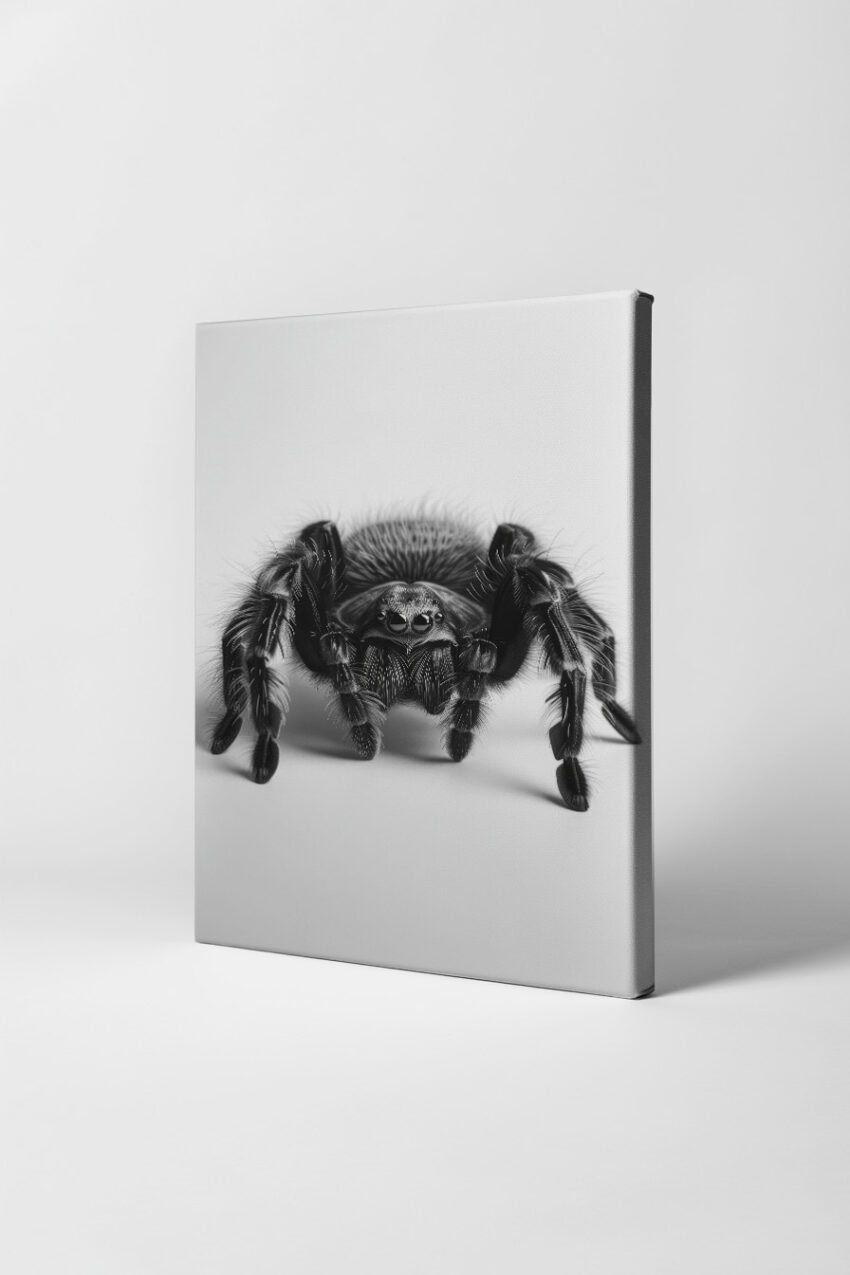 Fotografie Poster Vogelspinne frontal schwarz-weiß detailliert