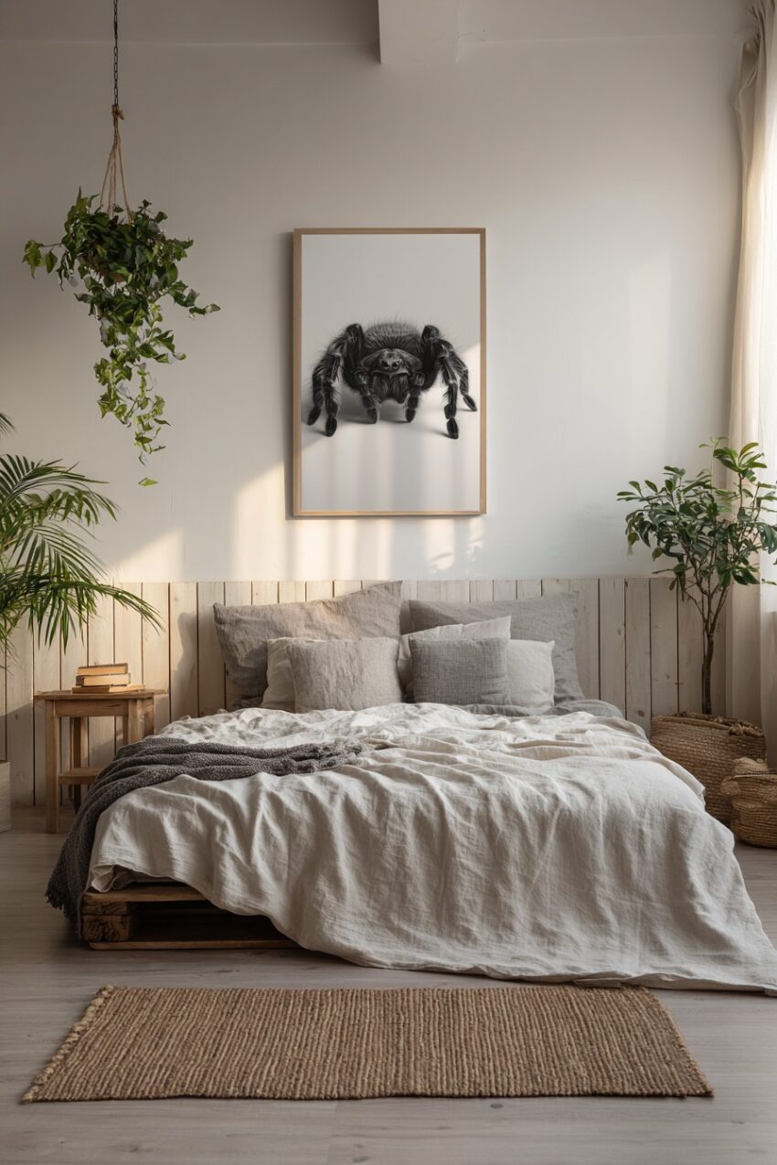 Fotografie Poster Vogelspinne frontal schwarz-weiß detailliert