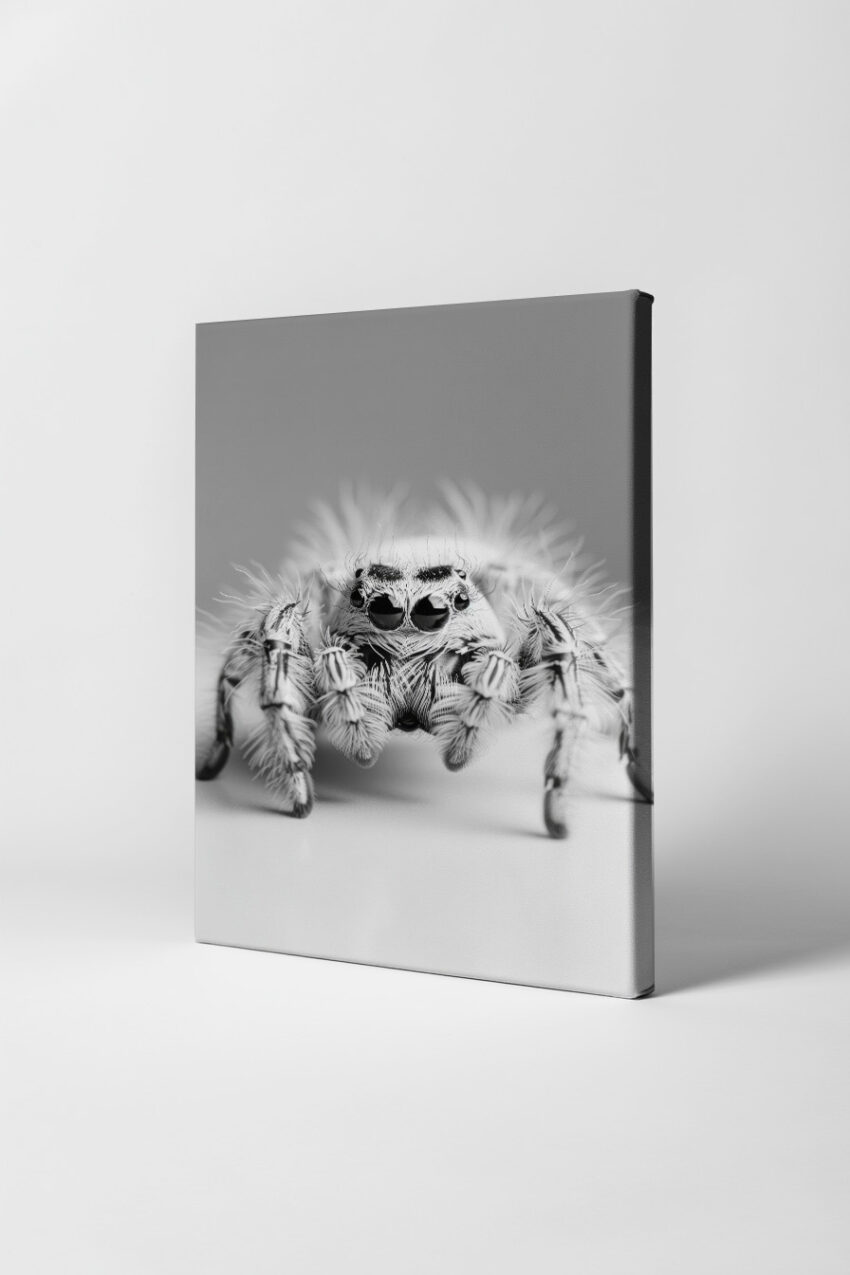 Fotografie Poster Spinne Makro schwarz-weiß intensiv