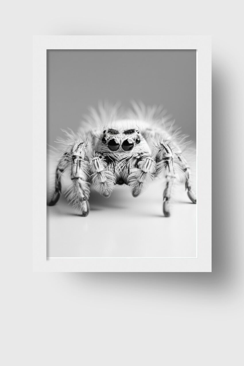 Fotografie Poster Spinne Makro schwarz-weiß intensiv