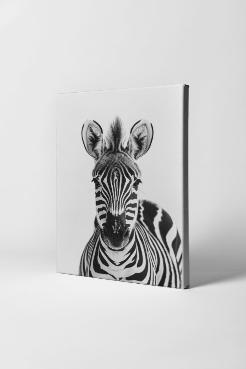 Fotografie Poster Zebra Kopf schwarz-weiß frontal