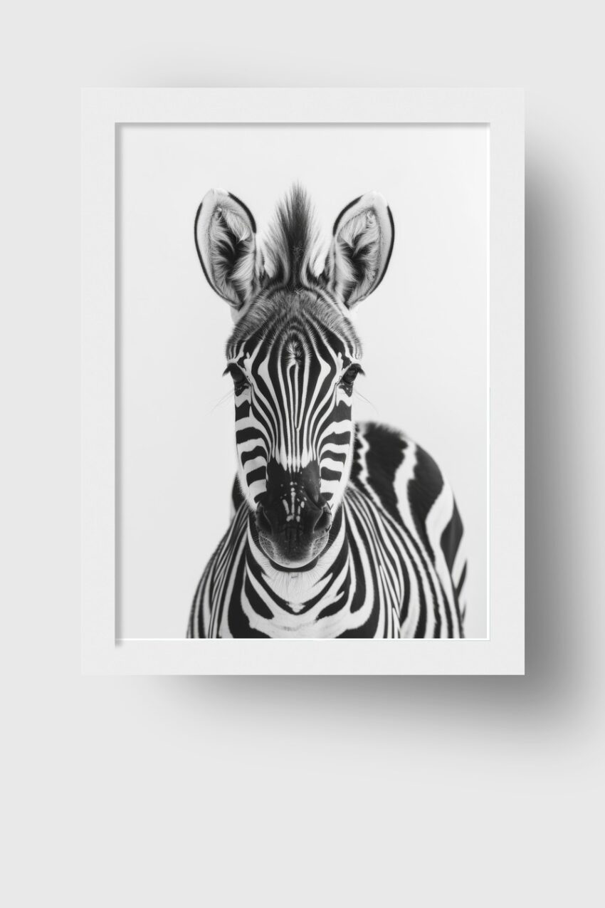 Fotografie Poster Zebra Kopf schwarz-weiß frontal