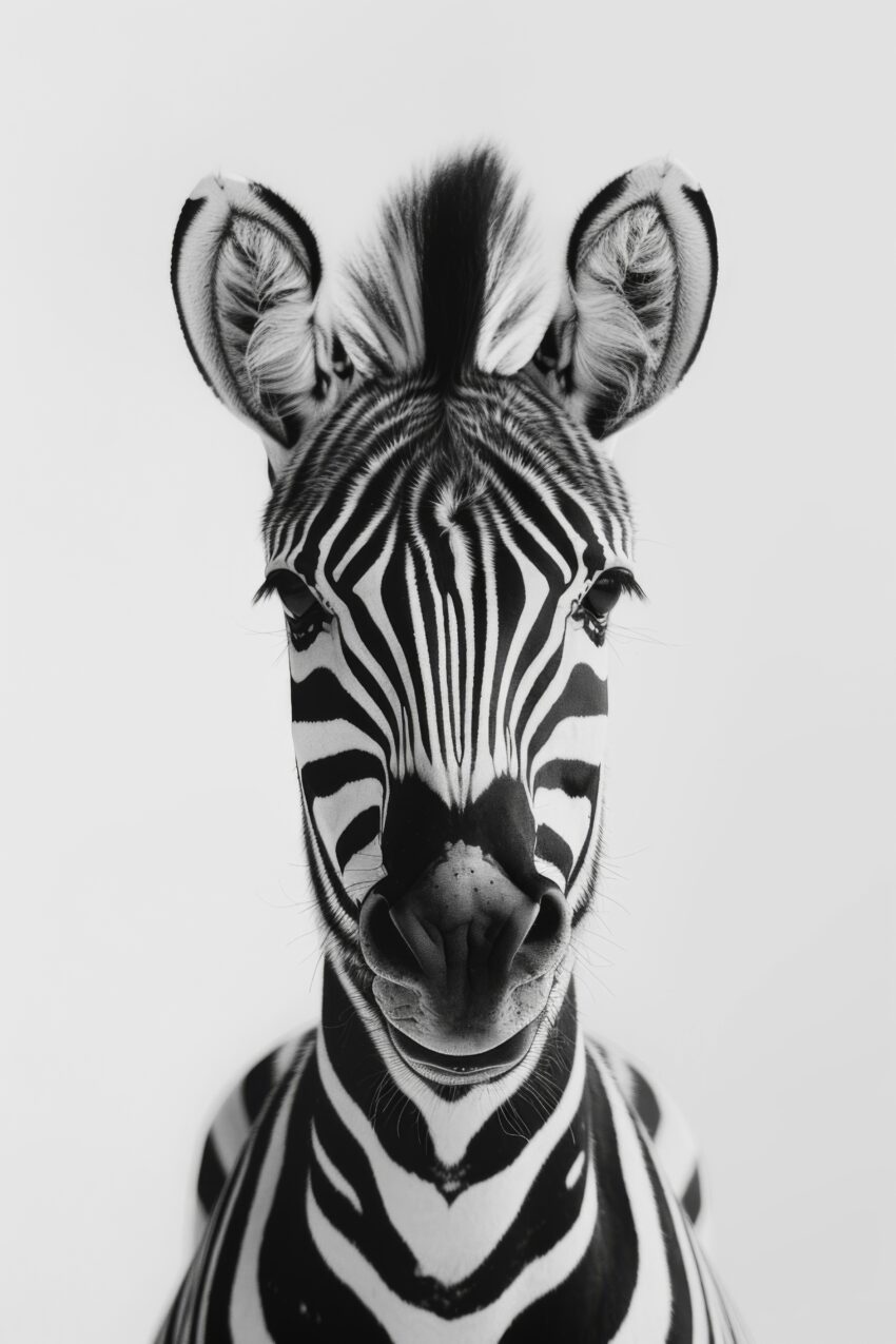 Fotografie Poster Zebra frontal schwarz-weiß nahaufnahme