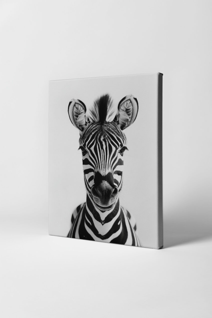 Fotografie Poster Zebra frontal schwarz-weiß nahaufnahme