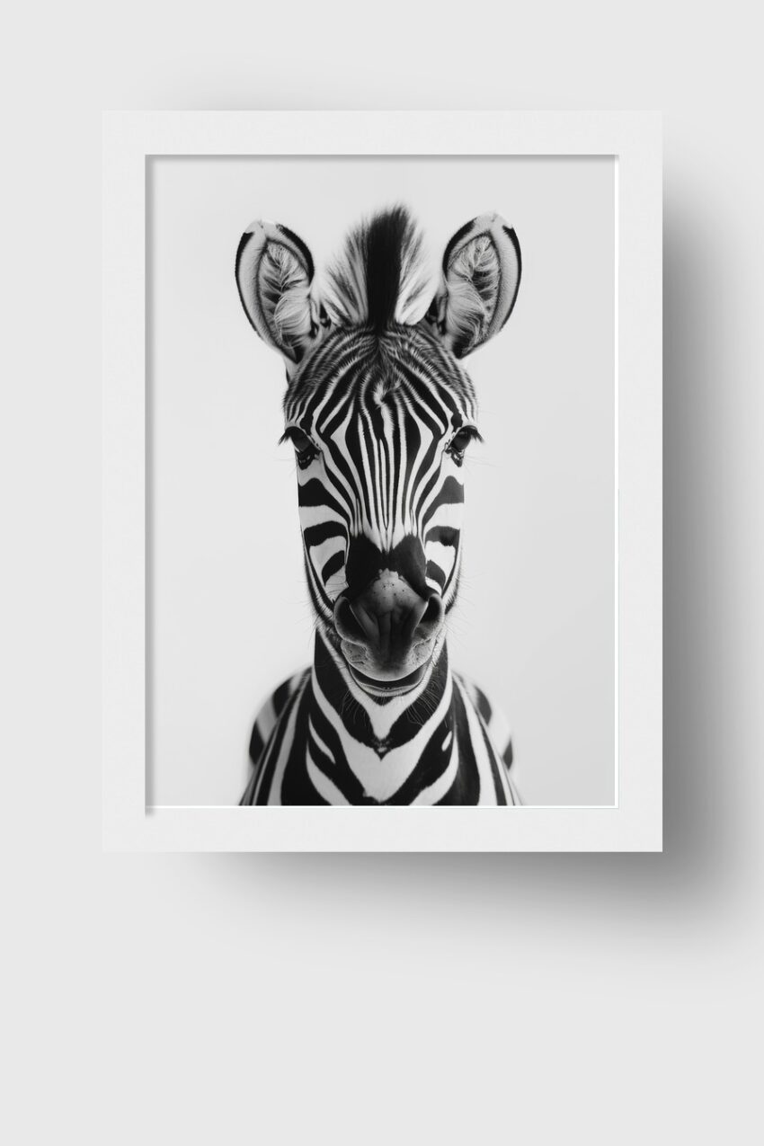 Fotografie Poster Zebra frontal schwarz-weiß nahaufnahme