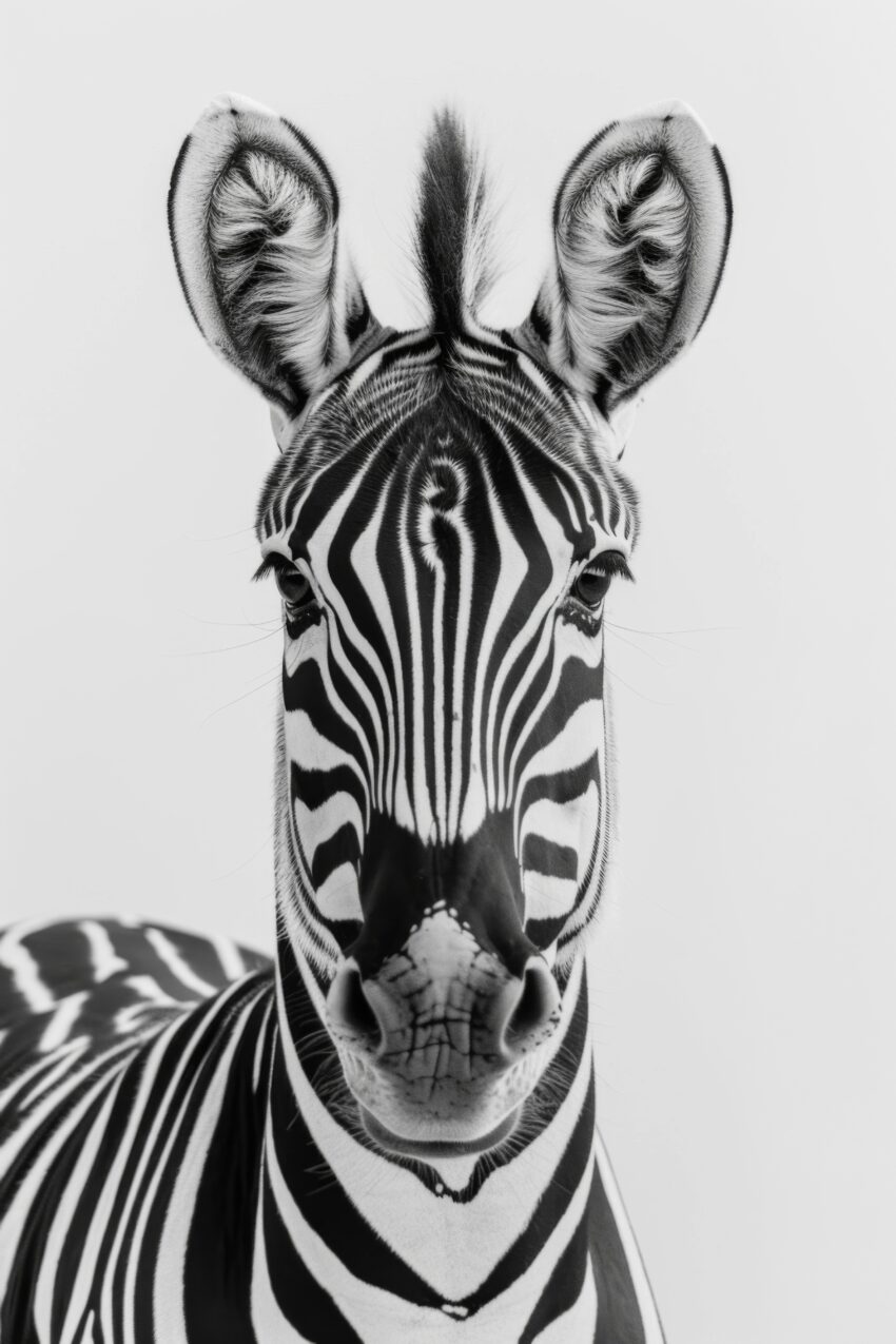 Fotografie Poster Zebra schwarz-weiß frontal