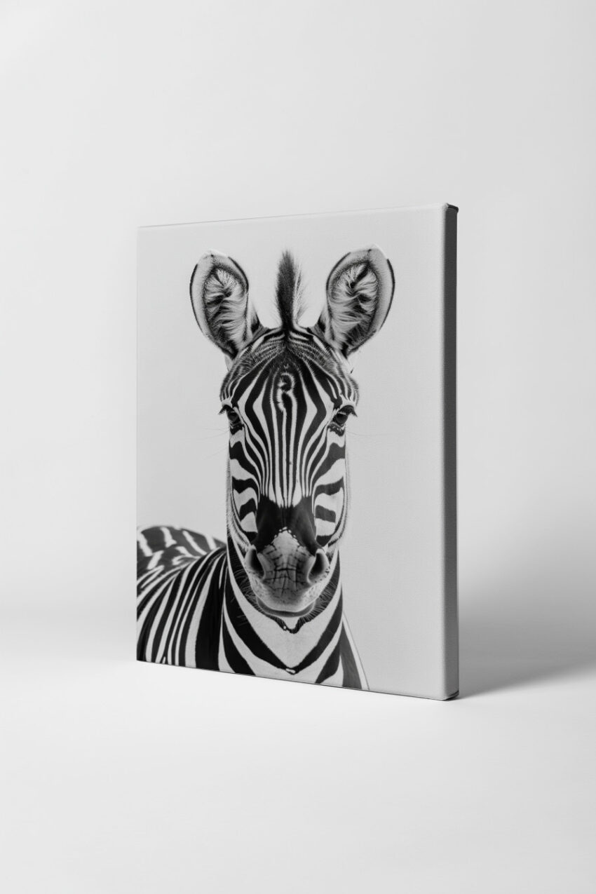 Fotografie Poster Zebra schwarz-weiß frontal