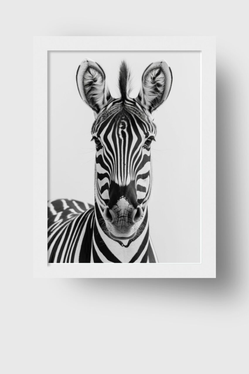 Fotografie Poster Zebra schwarz-weiß frontal