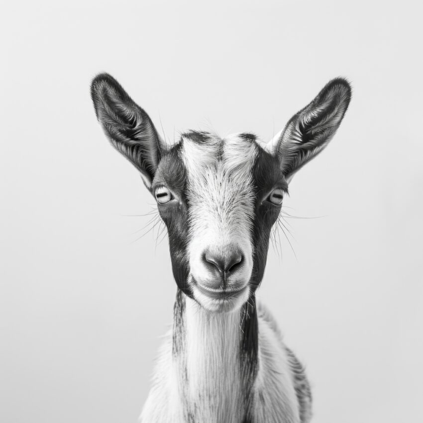 Fotografie Poster Ziege schwarz-weiß frontal