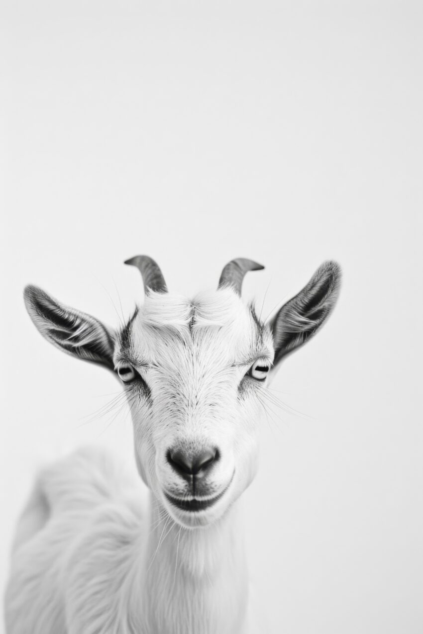 Fotografie Poster Ziege frontal schwarz-weiß