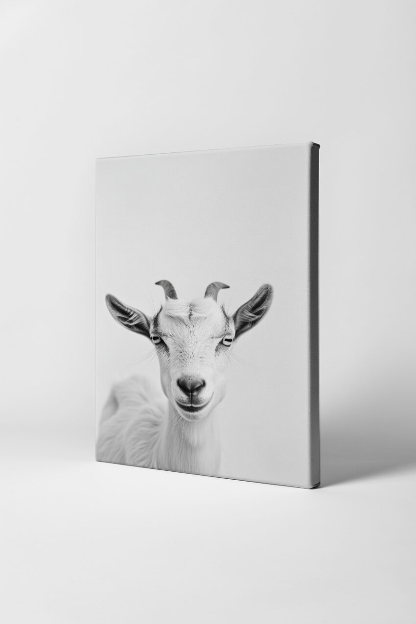 Fotografie Poster Ziege frontal schwarz-weiß
