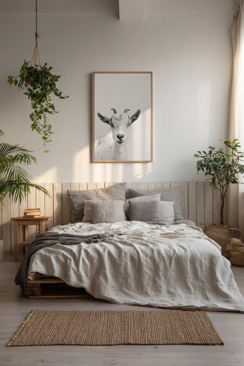 Fotografie Poster Ziege frontal schwarz-weiß