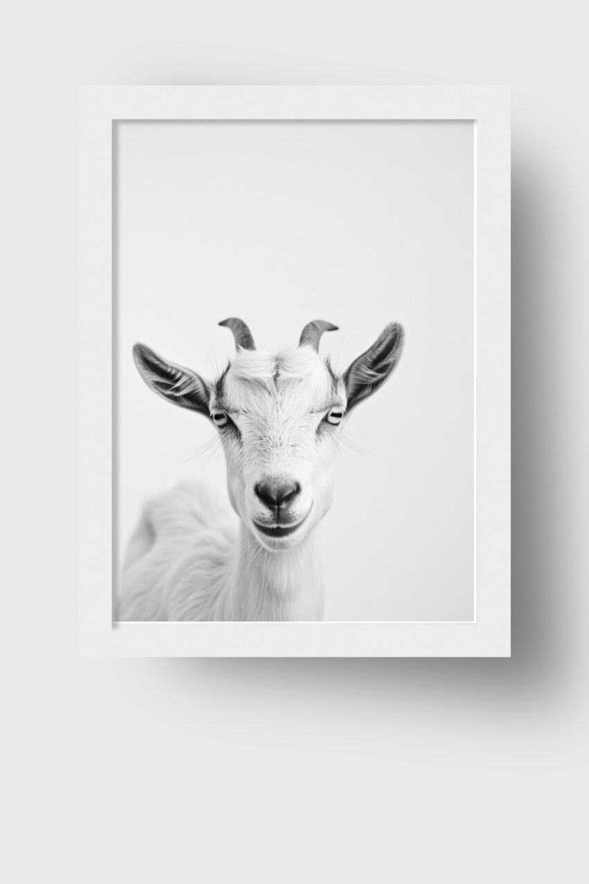 Fotografie Poster Ziege frontal schwarz-weiß