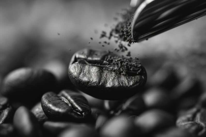 Fotografie Poster Kaffee Bohne Detail schwarz-weiß