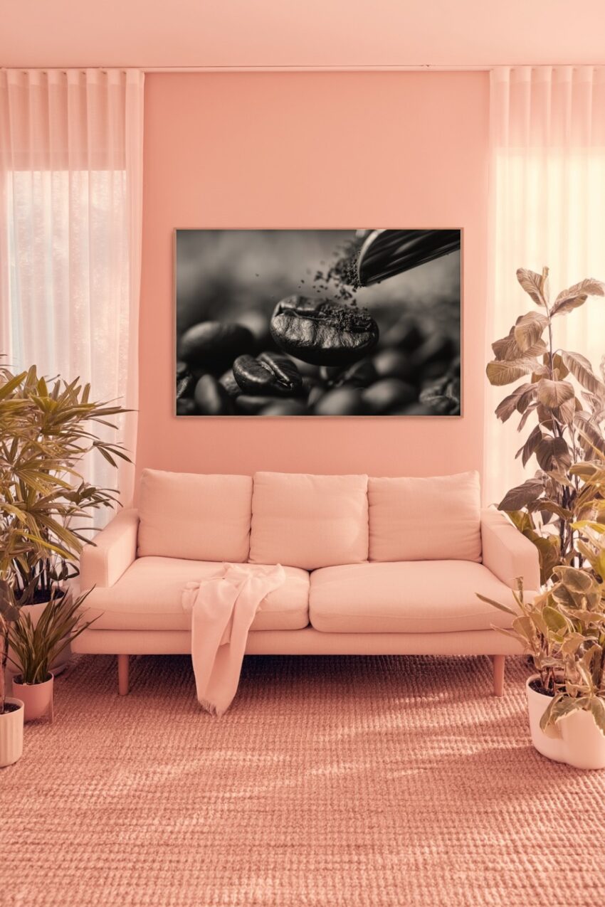 Fotografie Poster Kaffee Bohne Detail schwarz-weiß