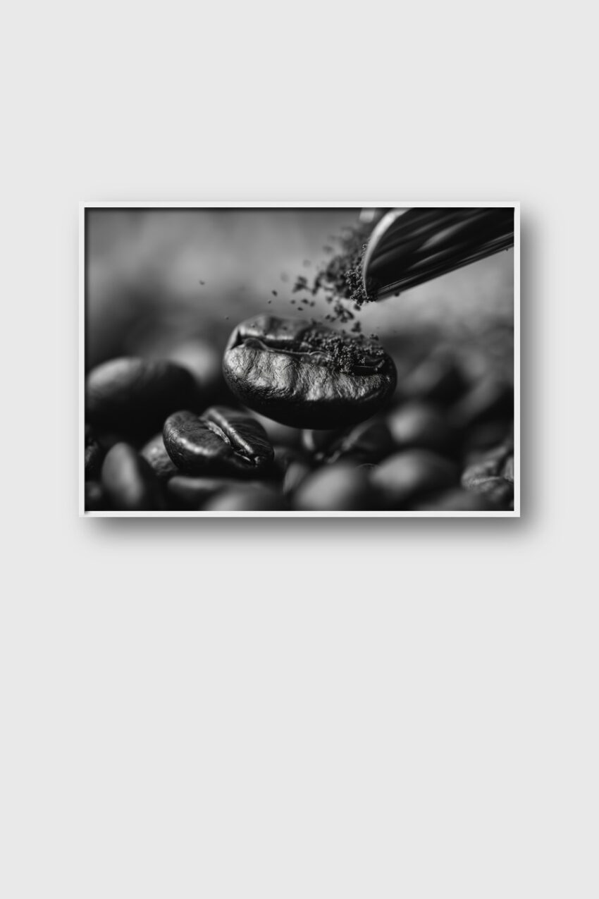 Fotografie Poster Kaffee Bohne Detail schwarz-weiß