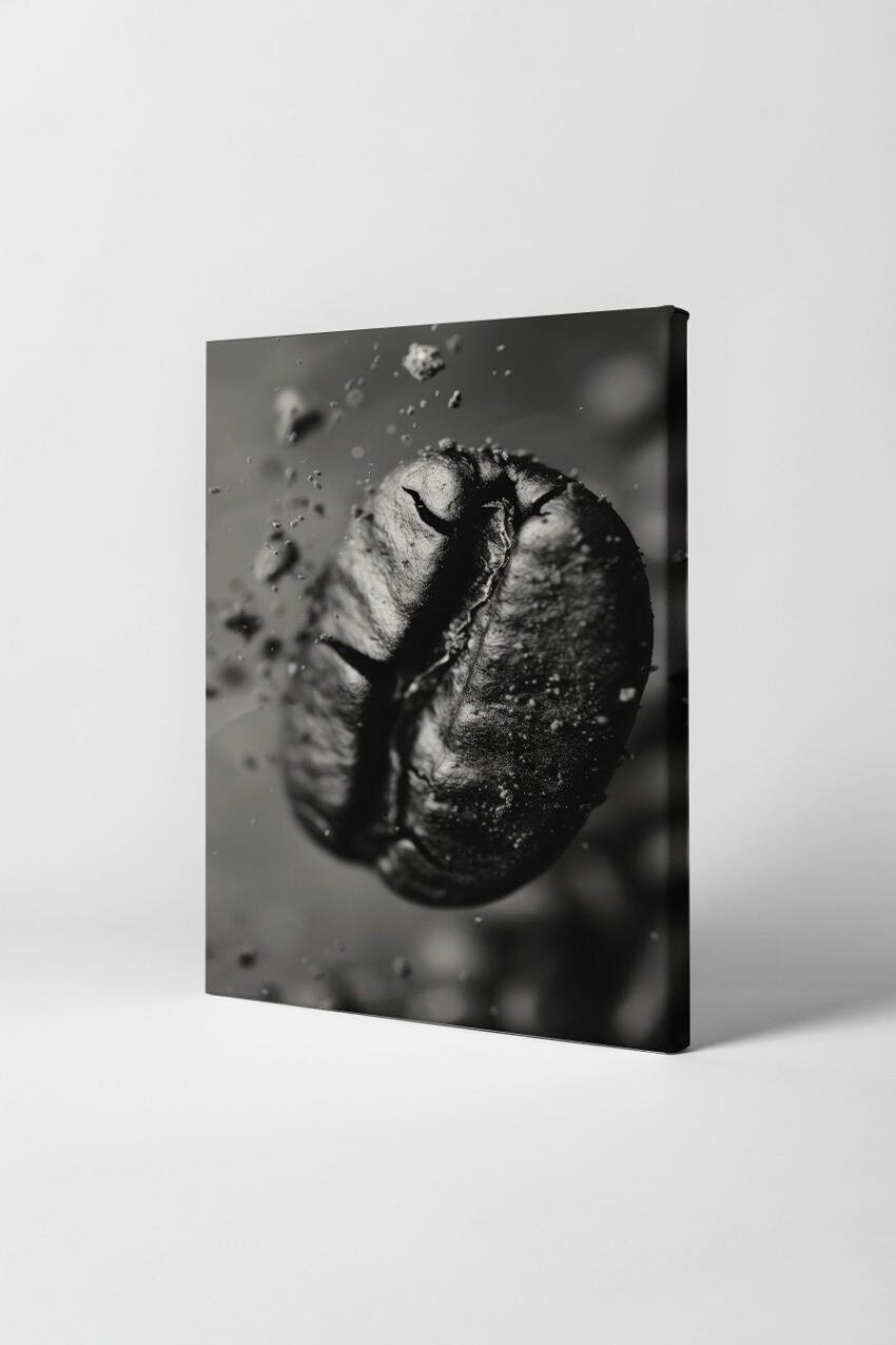 Fotografie Poster Kaffeebohne schwarz-weiß Nahaufnahme