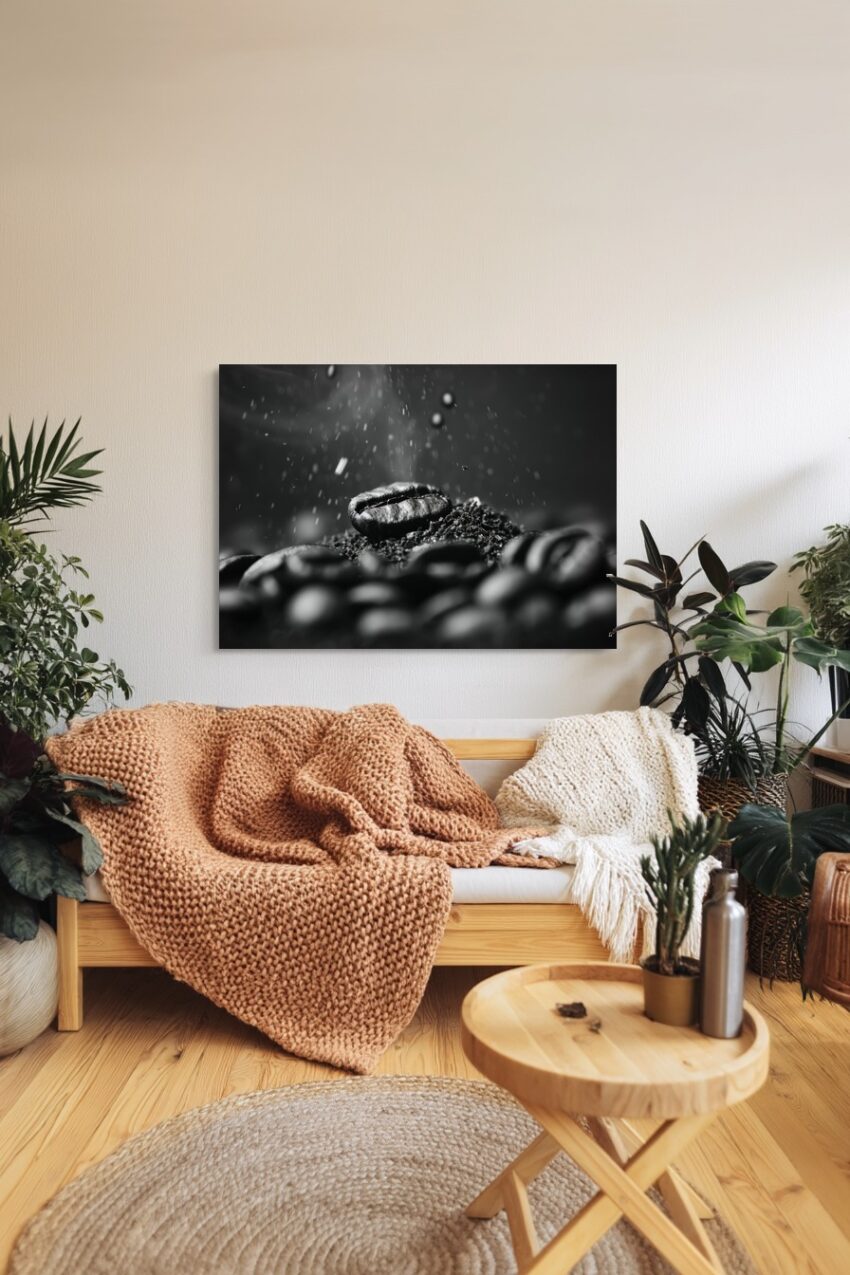 Fotografie Poster Kaffee schwarz-weiß Nahaufnahme